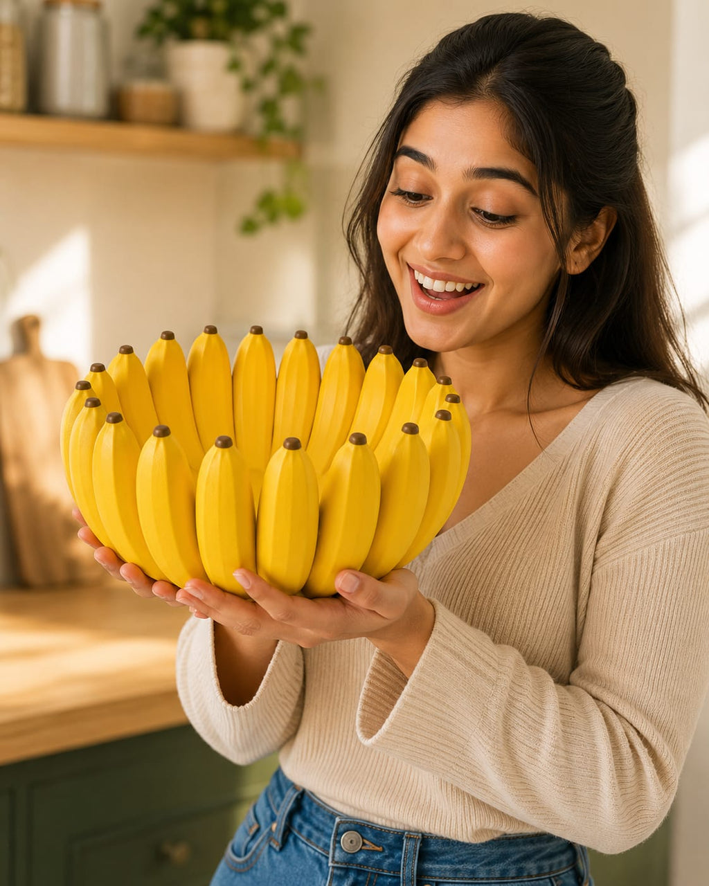 Banana Shape Fruit Bowl | Modern Decorative Fruit Basket for Kitchen, Dining Table & Home Decor | BPA-Free Premium  Storage Bowl