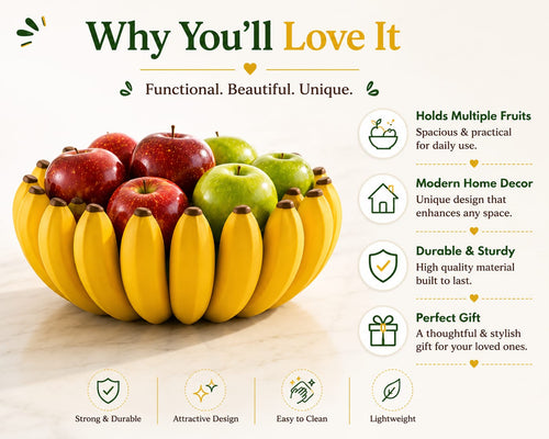 Banana Shape Fruit Bowl | Modern Decorative Fruit Basket for Kitchen, Dining Table & Home Decor | BPA-Free Premium  Storage Bowl