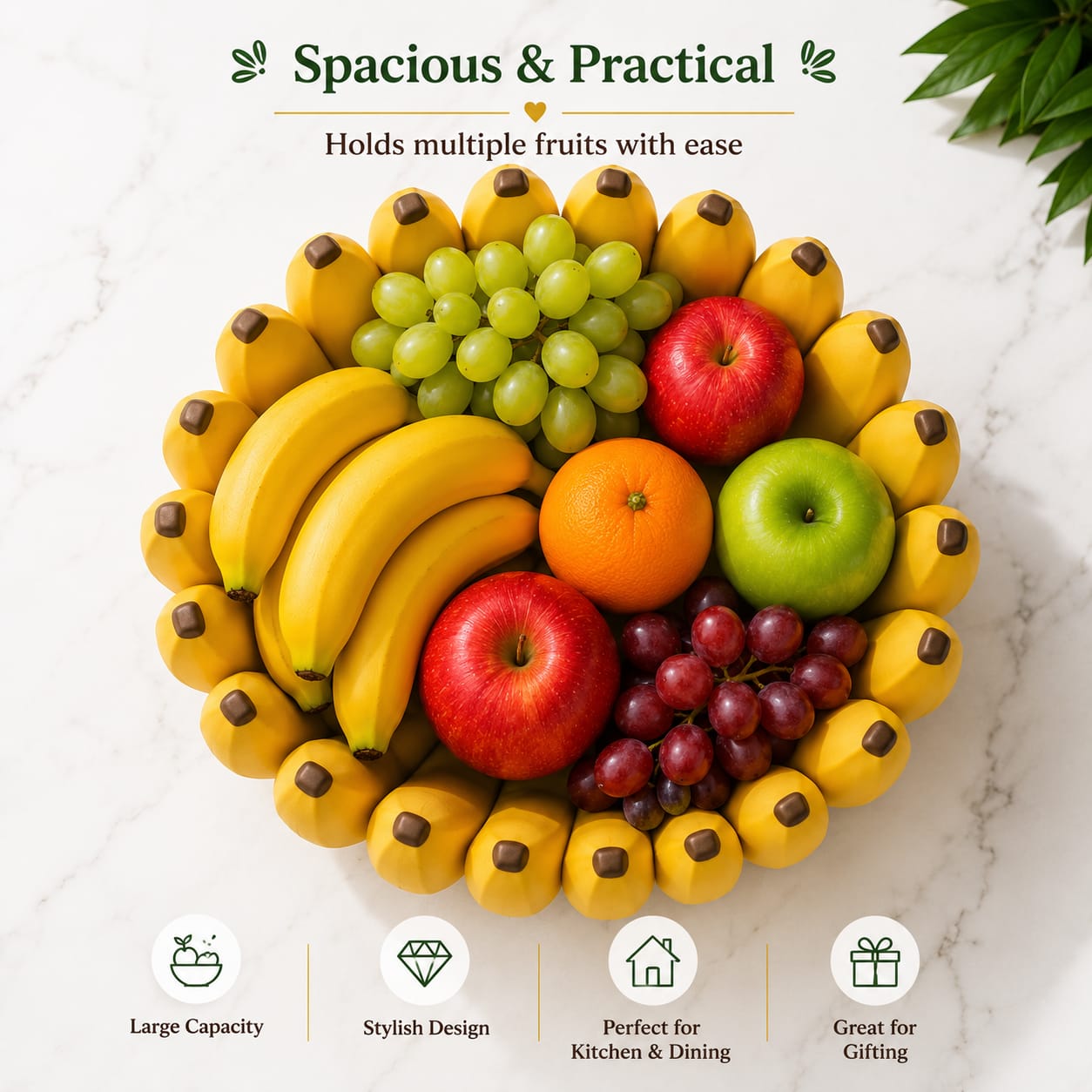 Banana Shape Fruit Bowl | Modern Decorative Fruit Basket for Kitchen, Dining Table & Home Decor | BPA-Free Premium  Storage Bowl