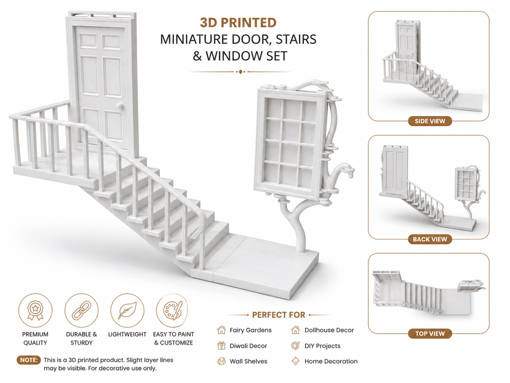 Enchanted Miniature Staircase Wall Decor  Decorative Door & Window Wall Art | Luxury Home Accent