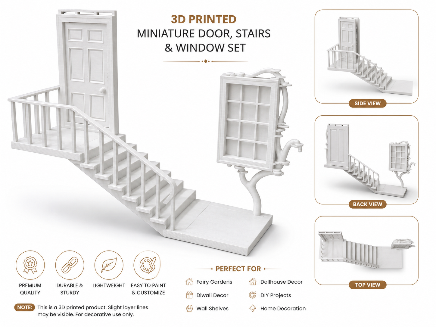 Enchanted Miniature Staircase Wall Decor  Decorative Door & Window Wall Art | Luxury Home Accent