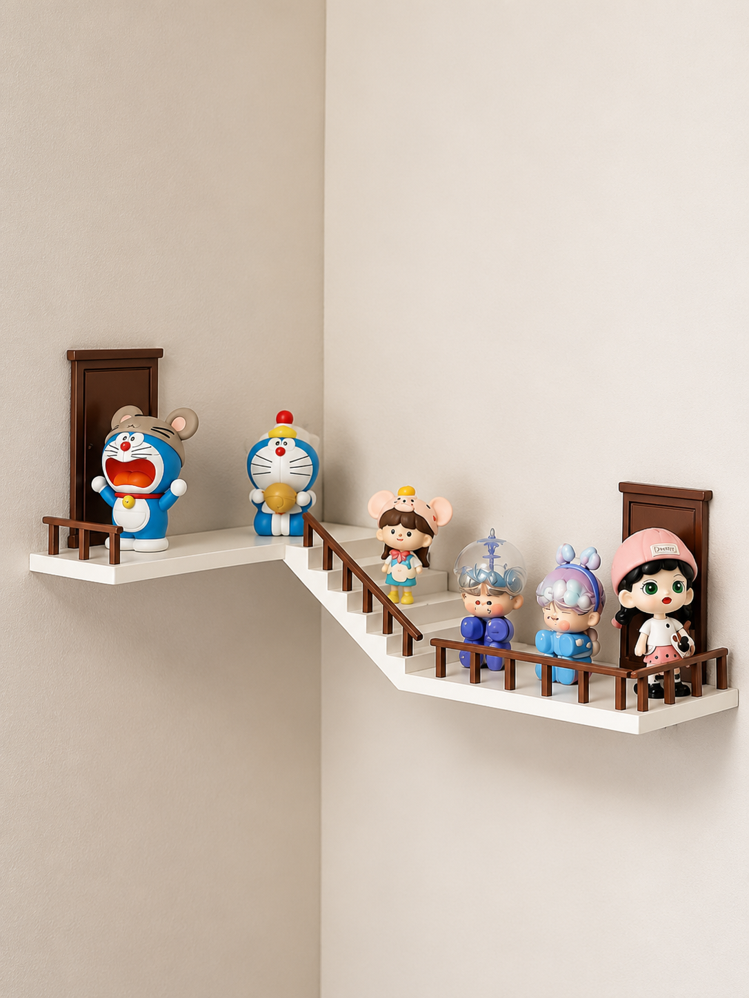 Magical Staircase Corner Wall Shelf | Floating Decorative Display Shelf for Collectibles & Home Décor