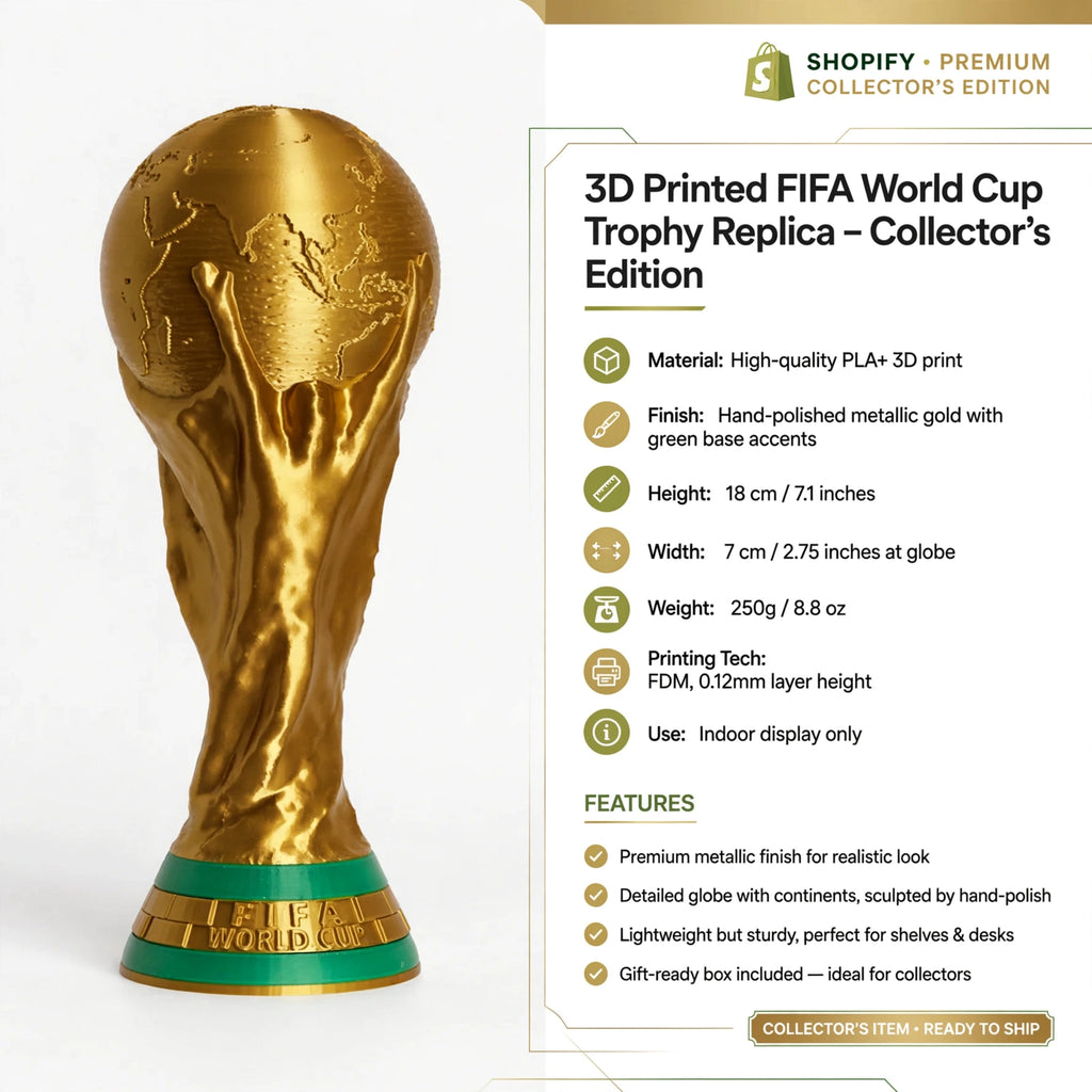 3D Printed FIFA World Cup Trophy Replica — Argentina Squad Collector’s Edition