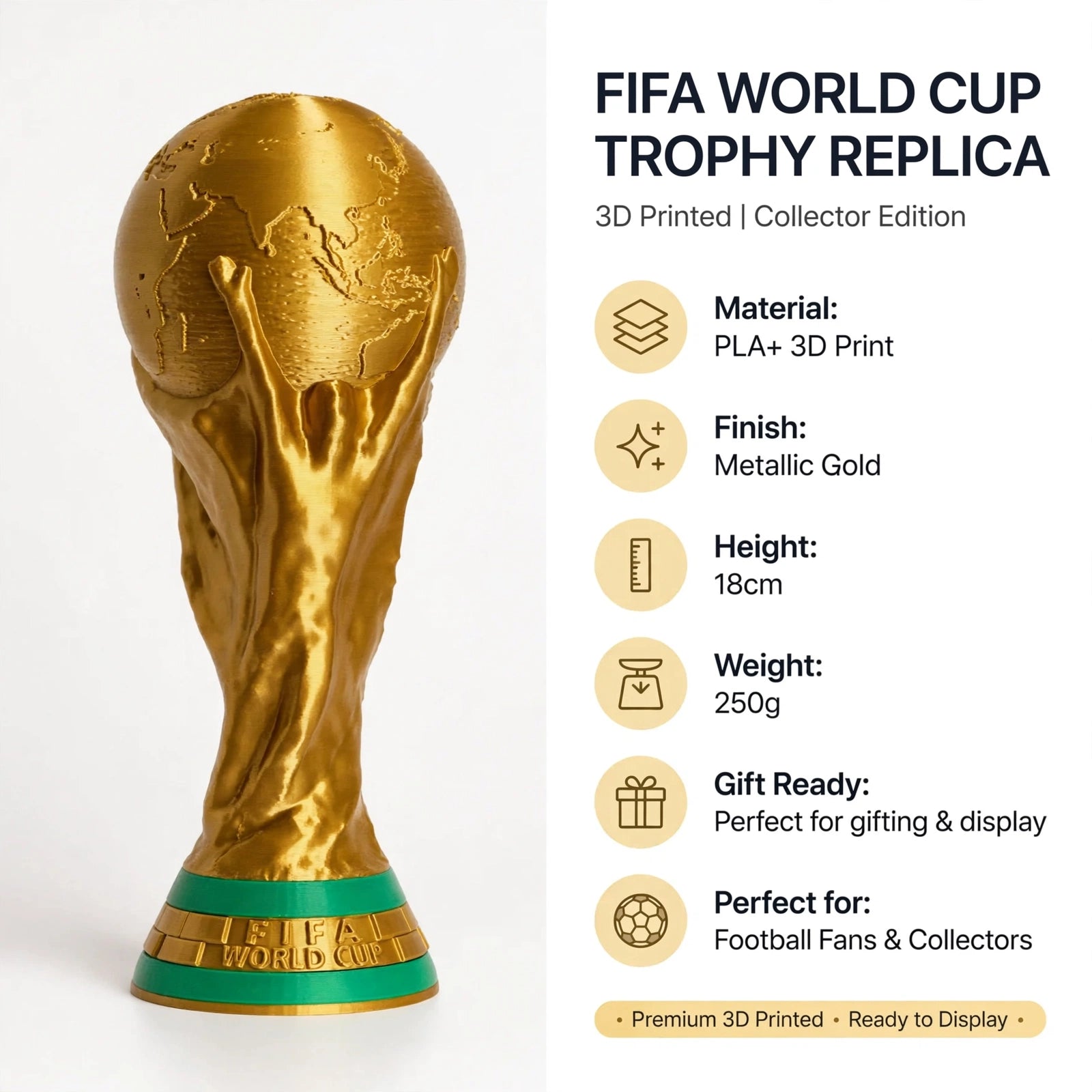 3D Printed FIFA World Cup Trophy Replica — Argentina Squad Collector’s Edition