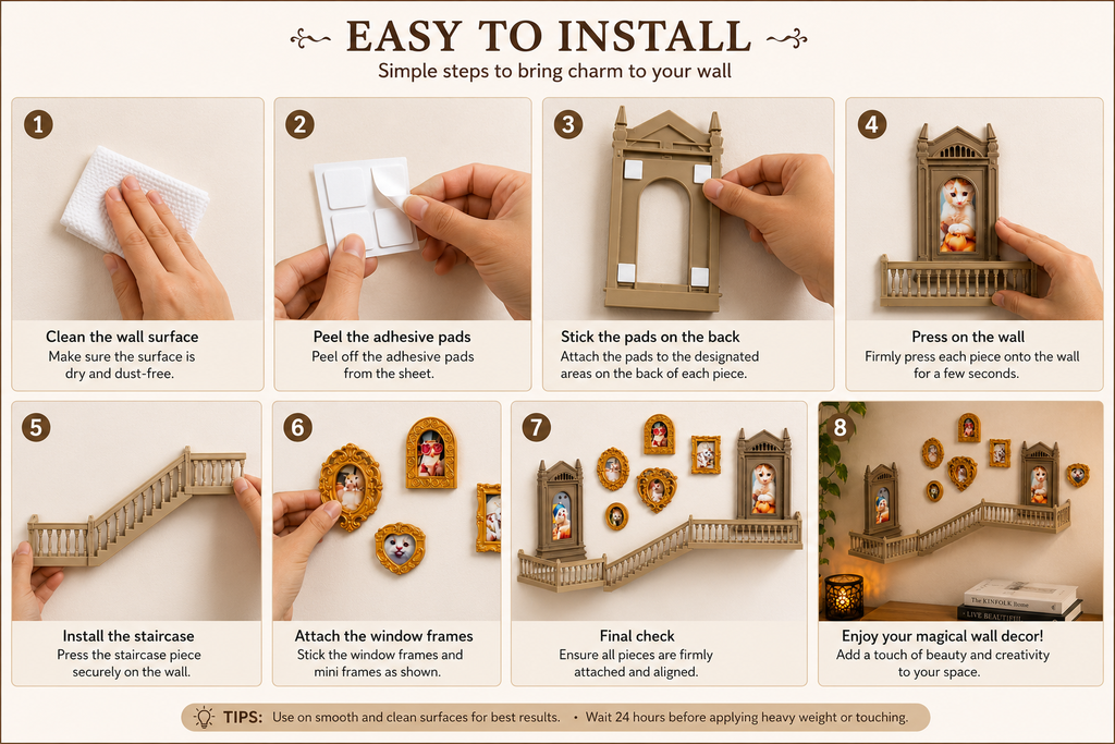 Magical Staircase Floating Wall Shelf with Mini Door | Decorative Display Shelf for Collectibles, Figurines & Home Décor