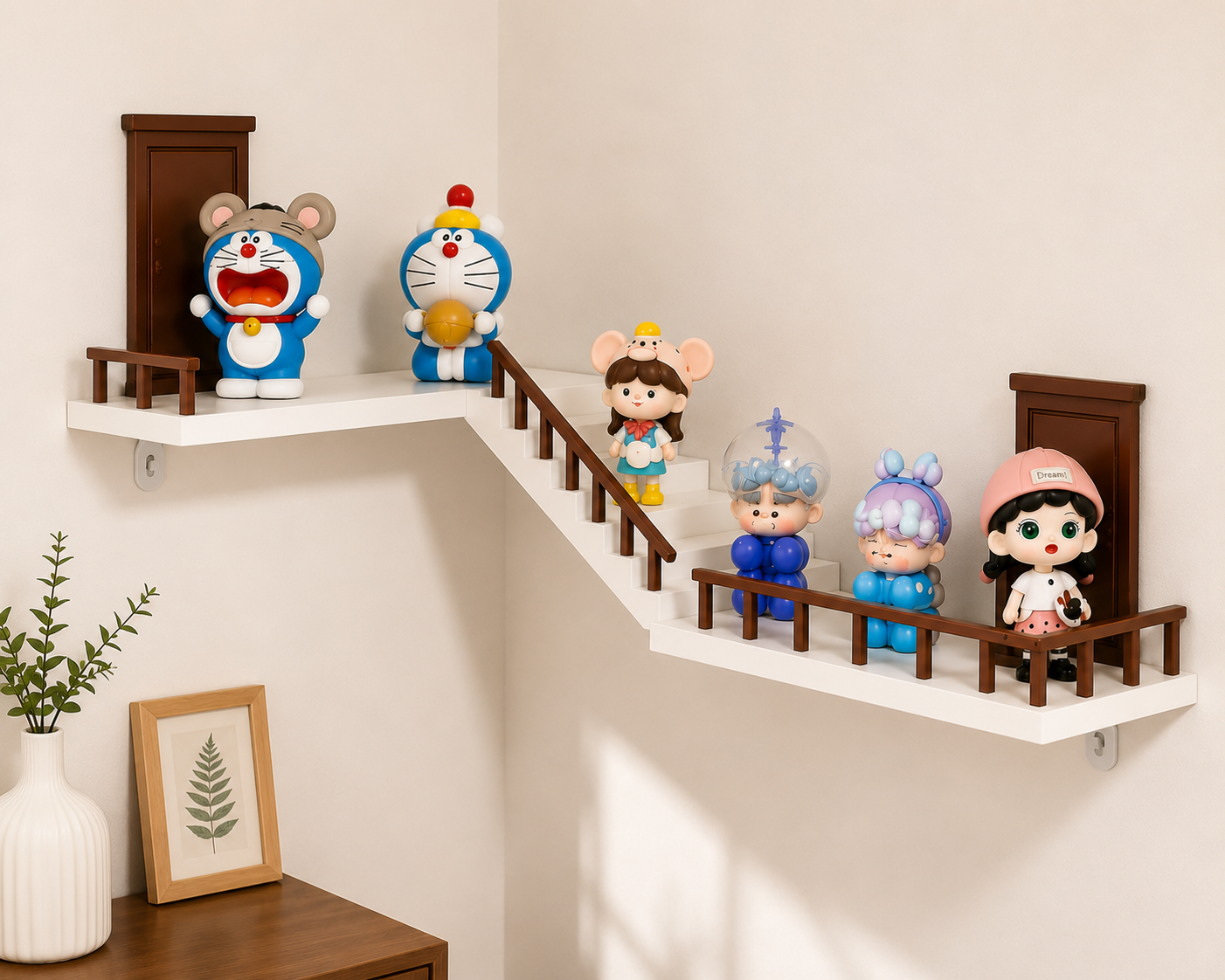 Magical Staircase Corner Wall Shelf | Floating Decorative Display Shelf for Collectibles & Home Décor