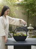 Zen Circle Succulent Fountain — Modern Self-Watering Planter with Rain Waterfall for Indoor/Outdoor Decor