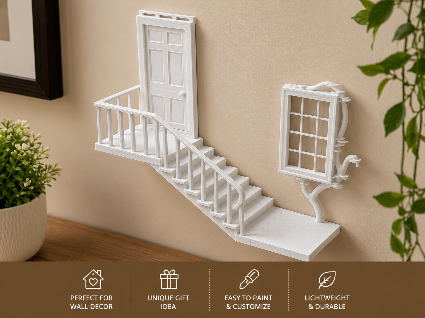 Enchanted Miniature Staircase Wall Decor  Decorative Door & Window Wall Art | Luxury Home Accent