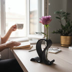 Modern Minimalist Single-Rose Vase — Sculptural 3D Printed Holder with Glass Test Tube
