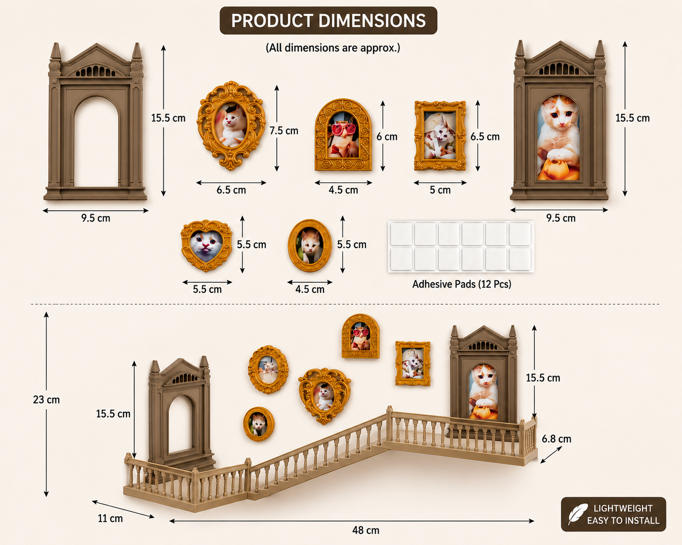 Magical Staircase Floating Wall Shelf with Mini Door | Decorative Display Shelf for Collectibles, Figurines & Home Décor