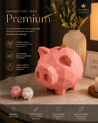 Mantra Made Arts Premium 3D Printed Geometric Piggy Bank | Modern Coin Saving Bank | Birthday Gift for Kids & Adults | Eco-Friendly PLA Decor