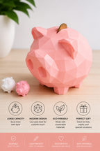 Mantra Made Arts Premium 3D Printed Geometric Piggy Bank | Modern Coin Saving Bank | Birthday Gift for Kids & Adults | Eco-Friendly PLA Decor