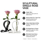 Modern Minimalist Single-Rose Vase — Sculptural 3D Printed Holder with Glass Test Tube